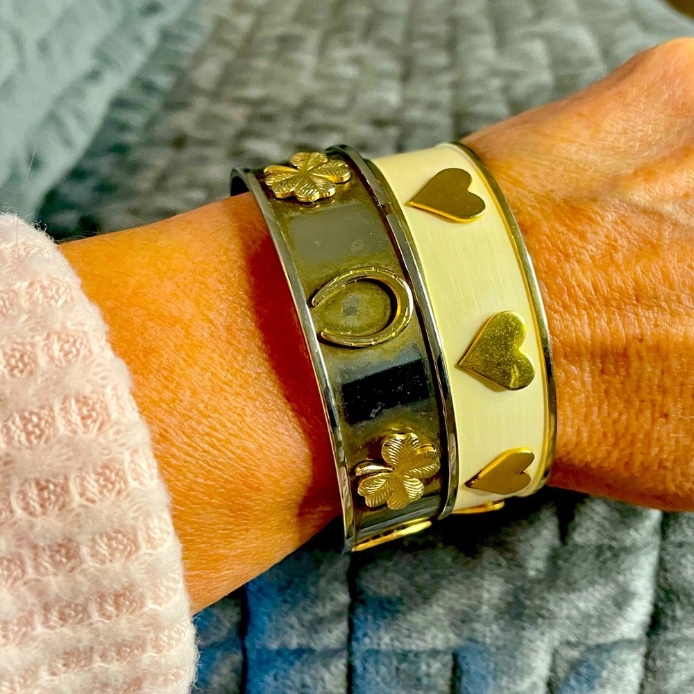 Janna Connor enamel gold silver tone bracelets hearts shamrocks horseshoes